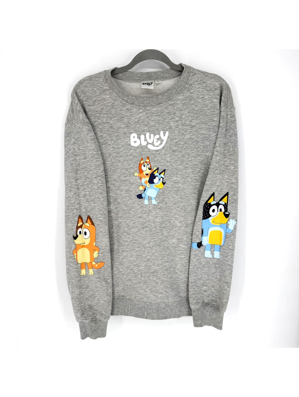 Bluey Grey Fleece Pullover Graphics Sweatshirt Cartooncore Cozy 2XL‎